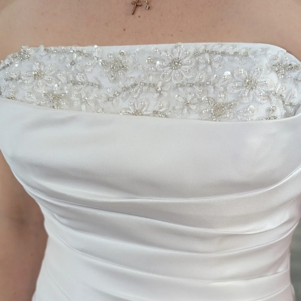 David's Bridal CollectionStrapless Trumpet Wedding Dress with BeadingSTYLE# - Picture 3 of 5